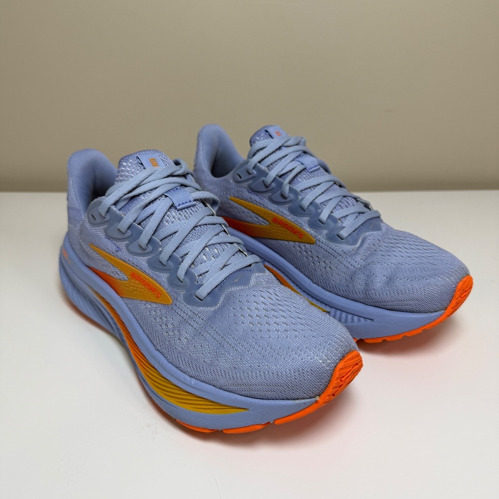 Brooks Ghost 17 Running Shoes Womens 8 Blue Heron White Orange Active Sneakers